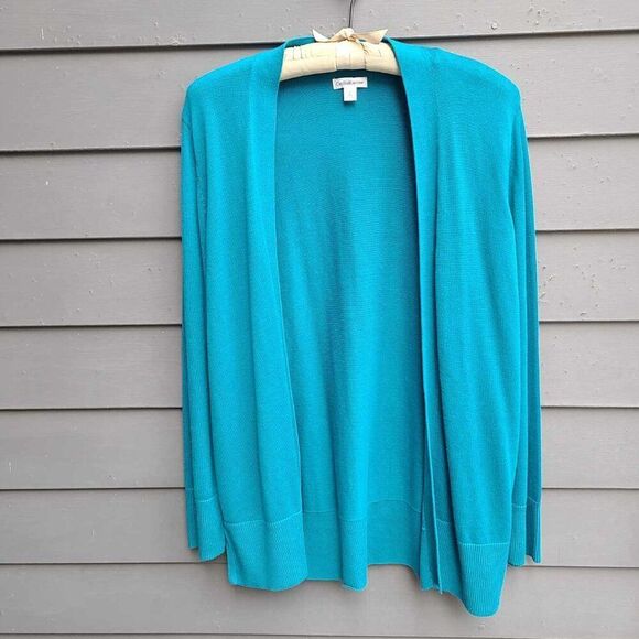 Croft & Barrow Green Open Front Cotton Blend Cardigan size Large - Picture 1 of 12